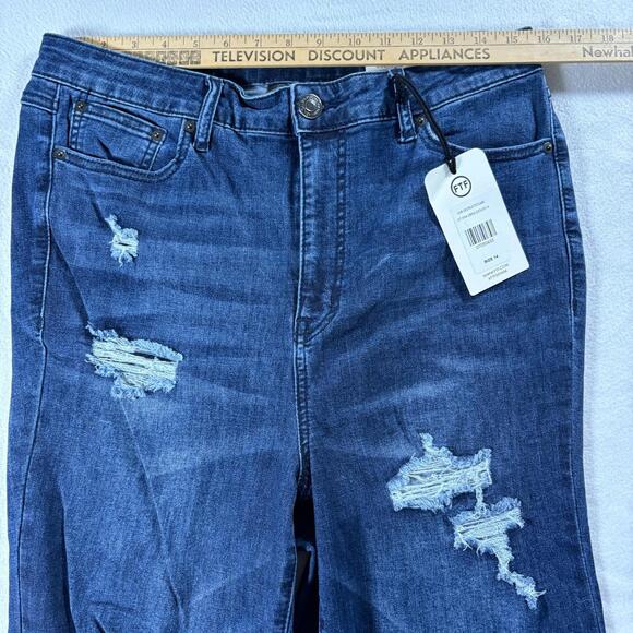 FTF Womens Vintage Y2K Distressed Flare Jeans Size 14 NWT Stretch Denim Retro EU - Picture 8 of 11